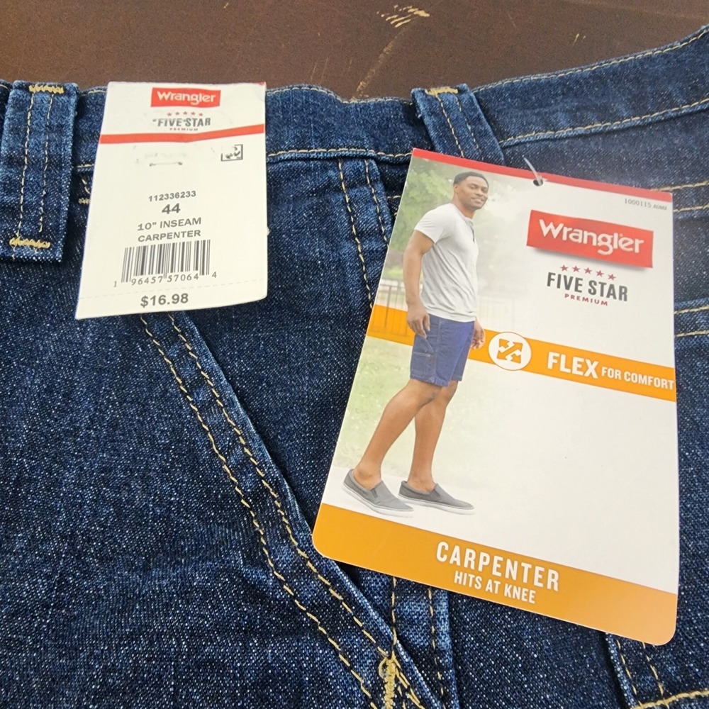Wrangler Five Star 44 Carpenter 10' Inseam Denim Shorts Flex‎ Relaxed - Picture 2 of 5